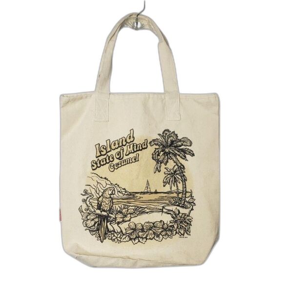 Del Sol Tote Bag One Size Natural Canvas Color Change Cozumel Parrot Palm - Picture 2 of 8